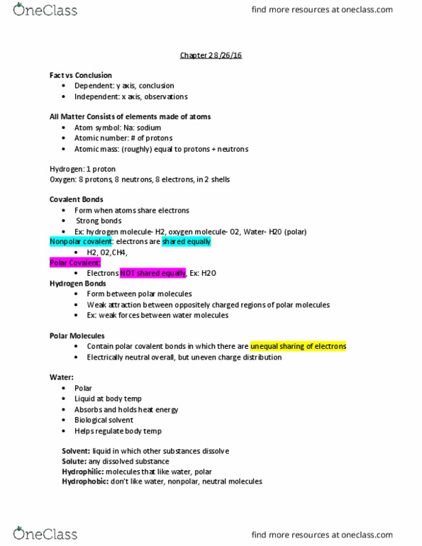 BIOS 1030 Lecture Notes - Lecture 2: Deoxyribose, Uracil, Polysaccharide thumbnail