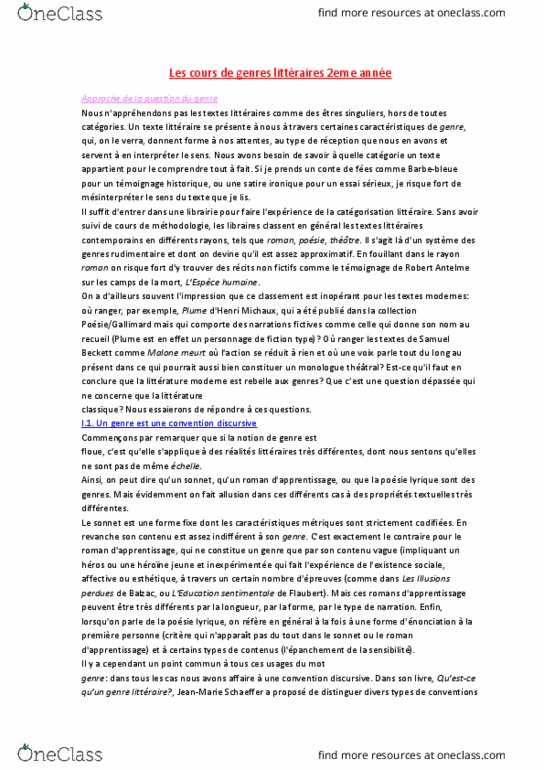 FREN-123 Lecture Notes - Lecture 1: Robert Antelme, La Bouche, Roland Barthes thumbnail