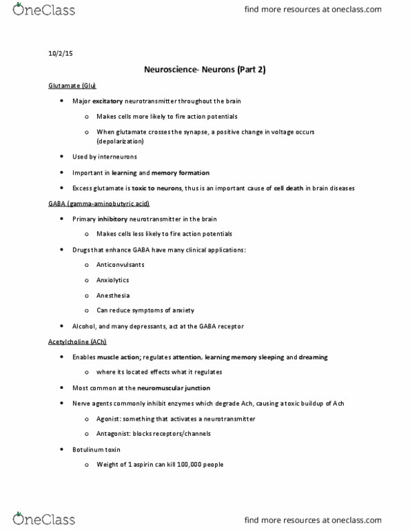 PSYC 1101 Lecture Notes - Lecture 5: Selective Serotonin Reuptake Inhibitor, Anxiolytic, Aspirin thumbnail