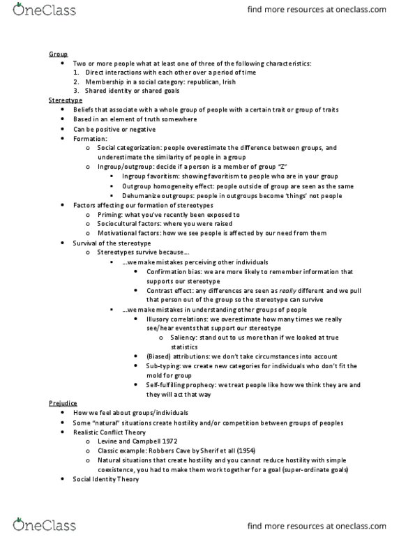 PSYS 316 Lecture Notes - Lecture 5: Gender Role, Fundamental Attribution Error, Confirmation Bias thumbnail