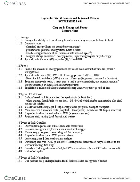NATS 1945 Lecture Notes - Lecture 1: Kilowatt Hour, Surface Mining, Electrical Energy thumbnail
