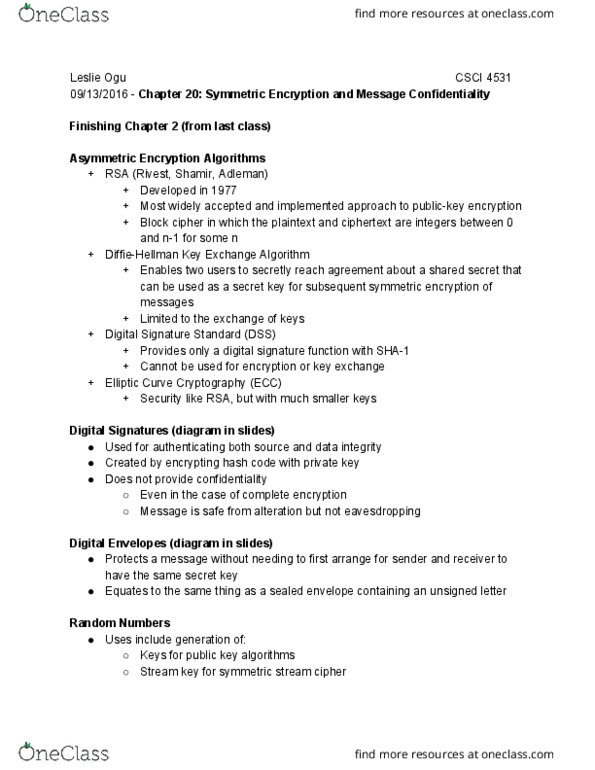 CSCI 4531 Lecture Notes - Lecture 3: Ciphertext, Randomness, Plaintext thumbnail