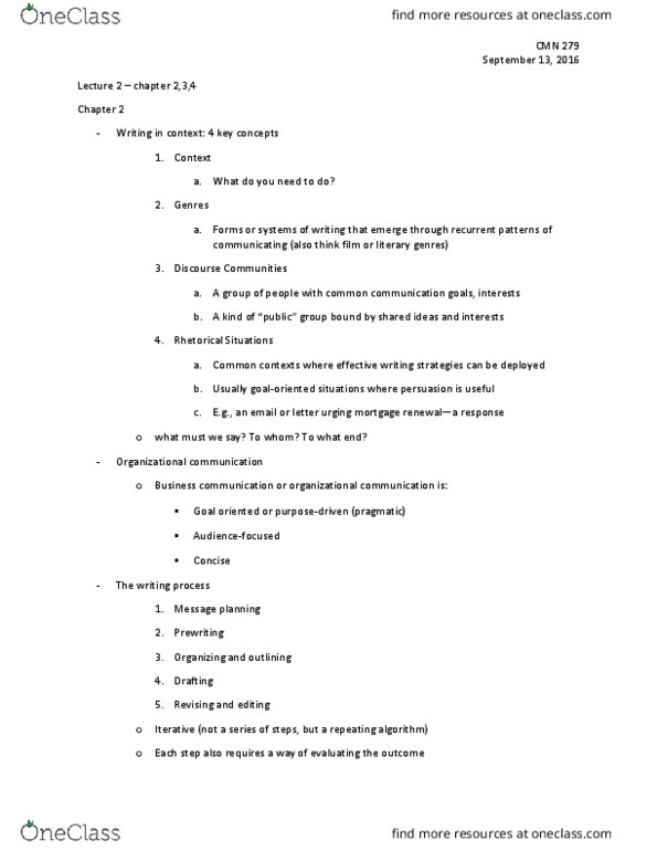 CMN 279 Lecture Notes - Lecture 2: Active Voice, Brainstorming, Business Communication thumbnail