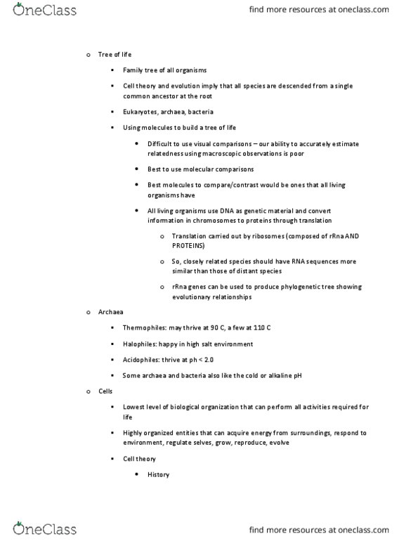 BIOLOGY 172 Lecture Notes - Lecture 3: Acidophile, Rudolf Virchow, Cell Theory thumbnail