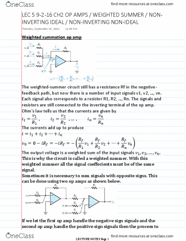 ELEG 3214 Lecture Notes - Lecture 5: Operational Amplifier, Loop Gain thumbnail