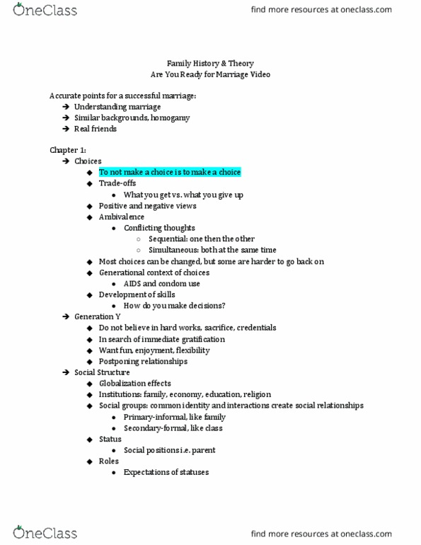 FCST 100 Lecture Notes - Lecture 1: Polyamory, Group Marriage, Nuclear Family thumbnail