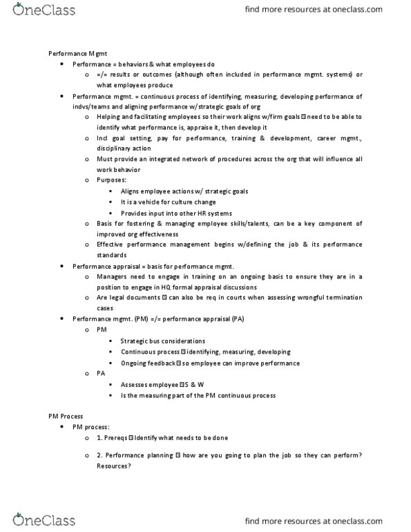 BUS 381 Lecture Notes - Lecture 10: Performance Appraisal, Absenteeism, Central Tendency thumbnail