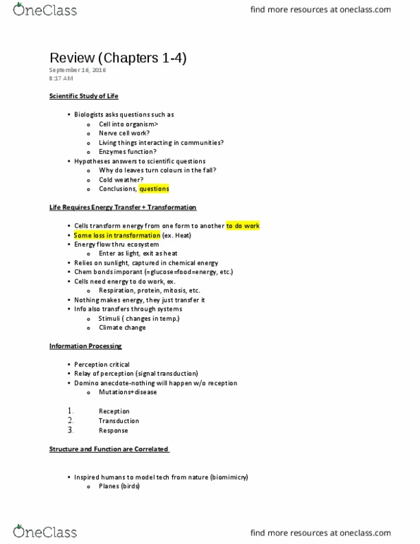 BIOL 102 Lecture Notes - Lecture 1: Biomimetics, Signal Transduction, Information Processing thumbnail