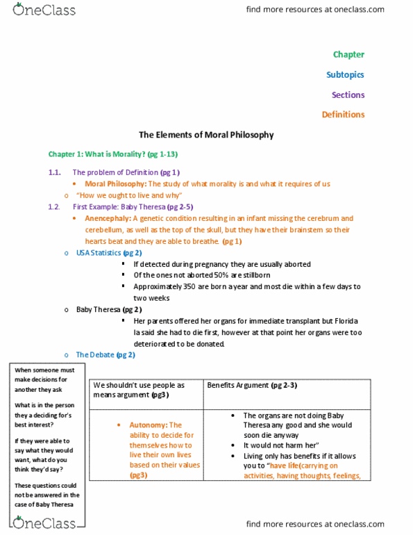 PHIL 103 Chapter Notes - Chapter 1: Conjoined Twins, Anencephaly, Brainstem thumbnail