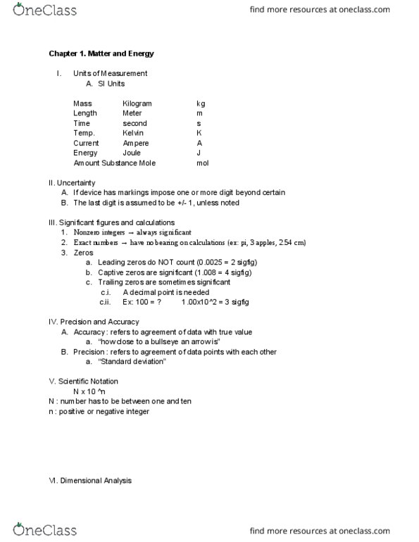 CH-1010 Lecture Notes - Lecture 1: Trailing Zero, Decimal Mark, International System Of Units thumbnail