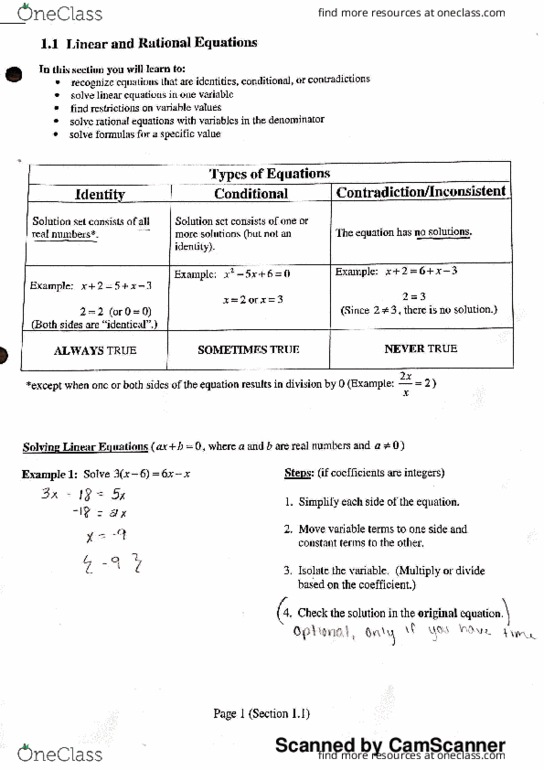 MTH 103 Lecture 1: 1.1 Linear and Rational Equations thumbnail