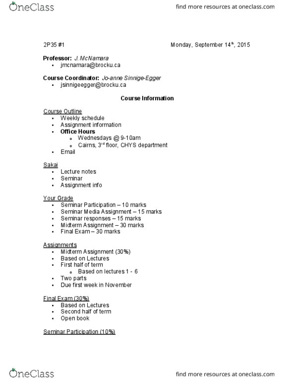 CHYS 2P35 Lecture Notes - Lecture 1: Intel 8088 thumbnail