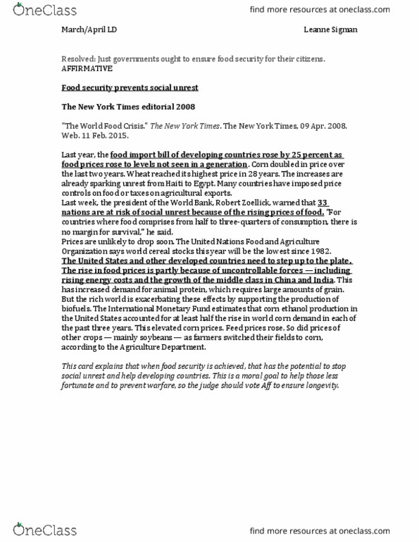 BCOR 1015 Lecture Notes - Lecture 2: Norman Borlaug, Glyphosate, Riek Machar thumbnail