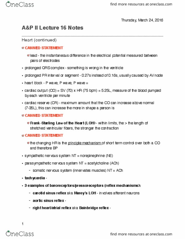 BIOL 208 Lecture Notes - Lecture 16: Qrs Complex, Atrioventricular Node, Pr Interval thumbnail