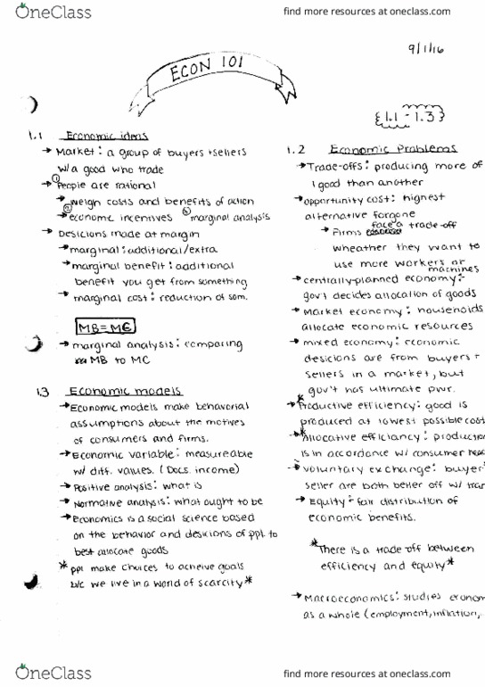 ECON101 Lecture Notes - Lecture 1: Scientific Method, List Of Fables Characters, Michael Dirr thumbnail