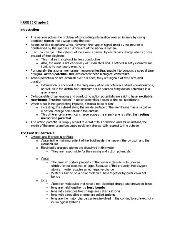 BIOL432 Lecture Notes - Resting Potential, Extracellular Fluid, Ion Transporter thumbnail