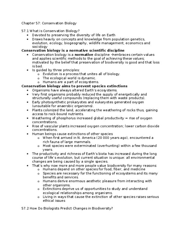 BIOL452 Lecture Notes - Conservation Biology, Species Richness, Ecosystem Services thumbnail