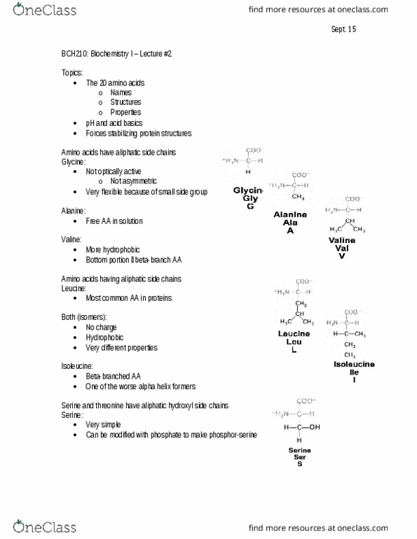 BCH210H1 Lecture Notes - Lecture 2: Hydrophobicity Scales, Acid Dissociation Constant, Zwitterion thumbnail