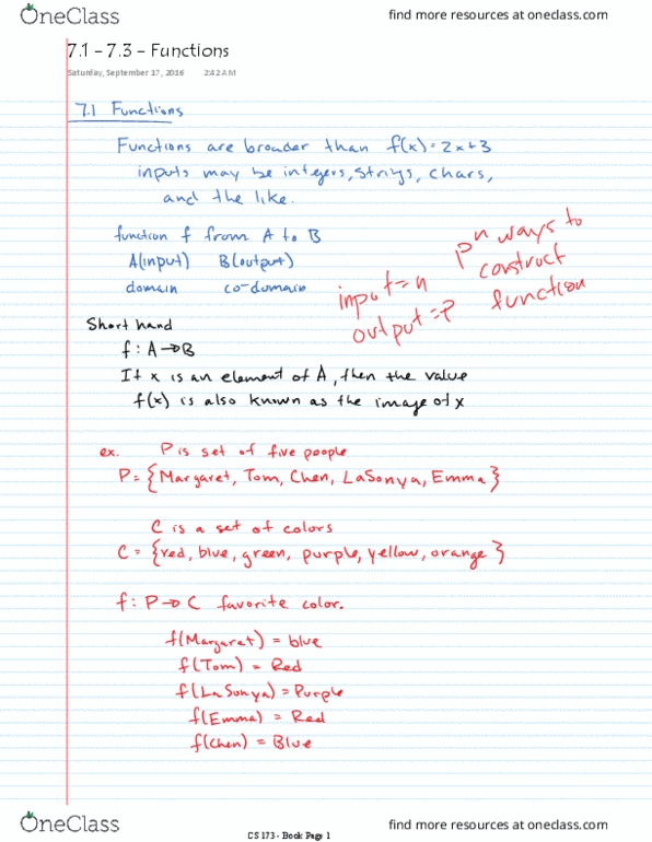CS 173 Chapter 7.1-7.3: Functions thumbnail