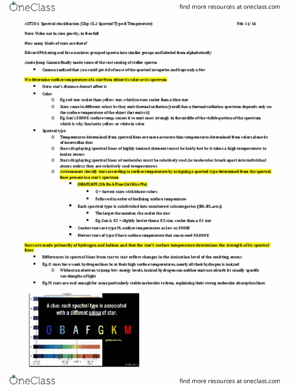 AST201H1 Lecture Notes - Lecture 3: Annie Jump Cannon, Stellar Classification thumbnail